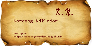 Korcsog Nándor névjegykártya